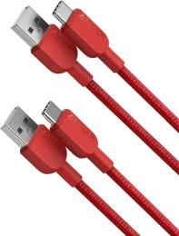 Дата-кабель Anker 310 PowerLine USB-A to Type-C Charger Cable 2-Pack  -  0, 9м Red (B81G5091)