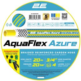 Шланг садовий 2Е AquaFlex Azure 3/4 20м 4 шари 20бар -10+60C сумка зрошувач конектор 2 адаптери (2E-GHE34AE20)
