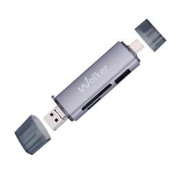 Картрідер WALKER WCD-83 (вихід USB/Micro, Type-C) Gray