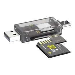 Картрідер WALKER WCD-72 microSD, SD (вихід USB2.0, Type-C) Transparent