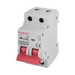 Автоматичний вимикач E.NEXT e.mcb.stand.45.2.C25, 2р, 25А, C, 4, 5 кА (s002019)
