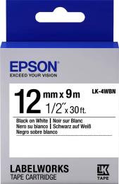 Етикет-стрічка Epson LabelWorks LK4WBN Black White 12 мм/9 м