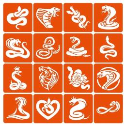 Набір дитячої косметики Fresh Tattoo Змії 16 шт трафарети для біо-тату (Snakes-simple-16)