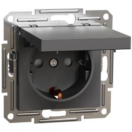Розетка Schneider Electric Asfora EPH3100171 Anthracite з заземленням та кришкою