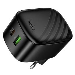 Адаптер живлення для телефона Hoco CS102A Folding PD30W + QC3.0 (1USB-A/1C) Black