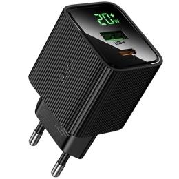Адаптер живлення для телефона Hoco CS83A Excellent with digital display PD20W + QC3.0 (1USB-A/1C) Black