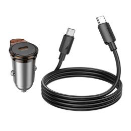 Автомобільний адаптер для телефона Hoco NZ16 Rigorous PD30W (1USB-C) Metal Gray