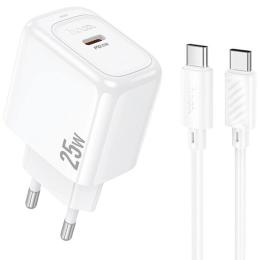 Мережевий зарядний пристрій для телефона Hoco CS53A Surplus single port PD25W charger + кабель Type-C to Lightning White