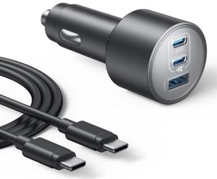 Автомобільний зарядний пристрій для телефона Anker USB-C Fast Car 3-Port Charger 167.5W with USB-C Cable (B27370A1)