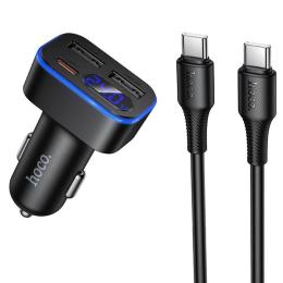 Автомобільний зарядний пристрій для телефона Hoco Z63A Barry PD42W + QC3.0 (2USB-A/1C) + кабель Type-C to Type-C Black