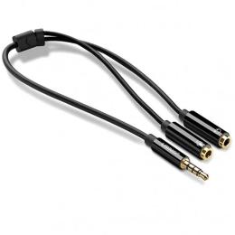 Аудіо-кабель Ugreen AV141 mini-jack 3.5mm (тато)  -  2 x mini-jack 3.5mm (мама) Black (30620)
