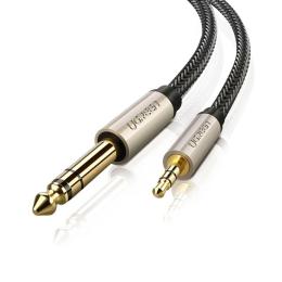 Аудіо-кабель Ugreen AV127 mini-jack 3.5mm (тато)  -  jack 6.35mm (тато), 1m Gray (10625)
