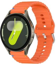 Ремінець для смарт-годинника BeCover Ribbed Straight (20mm) для Samsung Galaxy Watch 3-7/4 Classic/6 Classic/5 Pro/ 7 FE Orange (714849)