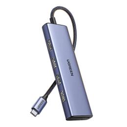 USB-хаб Ugreen USB-C 6-in-1 3xUSB 3.0 + HDMI 4K@30Hz + SD/TF Silver