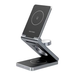 Бездротовий зарядний пристрій Vention 15W 3-in-1 Magnetic Wireless Fast Charger Gray (FGFH0)