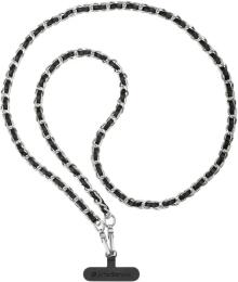 Ремінець для смартфона ArmorStandart Leather Chain link Polished Silver with Black Leather (ARM77033)