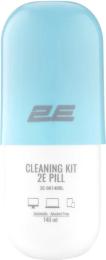 Набір для чищення 2E PILL для оргтехніки (рідина 140 мл + серветка 20 см) White Blue (2E-SK140BL)