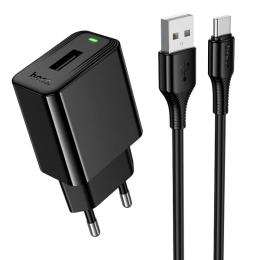 Мережевий зарядний пристрій для телефона Hoco CS91A Leader single-port charger set Type-C 2.1A Black