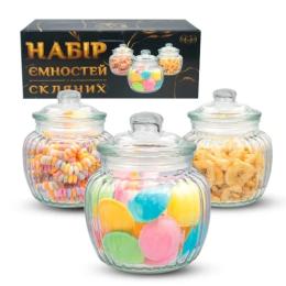 Ємність для сипучих продуктів S&amp;T 6042 набір скло, 3 шт, 660 мл