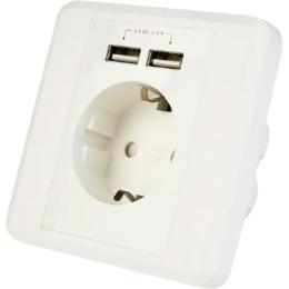 Розетка EnerGenie Schuko + USBx2 із заземленням євророзетка (EG-ACU2A2-01)