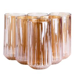 Набір стаканів YiWu Lirmartur високих фігурних 380 мл, 6 штук Amber (HP525)