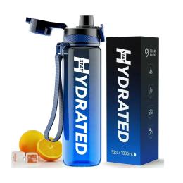 Пляшка для води Hydrated Water Bottle 1000ml Blue Gray