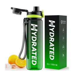 Пляшка для води Hydrated Water Bottle 1000ml Black Green