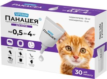Краплі для тварин Superium Panacea Протипаразитарні для котів від 0.5 до 4 кг (9134)