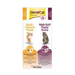 Набір паст GimCat KOMBI-PACK Multi-Vitamin + Malt-Soft Extra для котів для імунітету та виведення грудок шерсті 2х20г (G-490045)