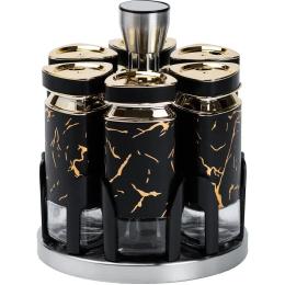 Набір ємностей для спецій TS Kitchen HP1355 Black Marble