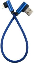 Дата-кабель DENGOS NTK-L-UG-SHRT-SET-BLUE 0.25m USB(тато) - Lightning(тато) Blue