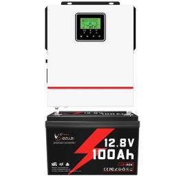 Сонячний інвертор Daxtromn 1, 28 кВа LiFePO4 + акумулятор Idzlldi 12V 100Ah з BMS