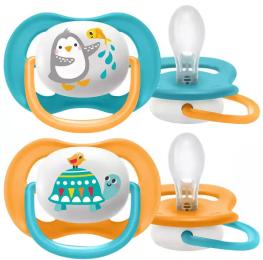 Пустушка Philips Ultra Air Animal SCF080/07 ортодонтична, для хлопчиків, 6-18 міс, 2 шт.