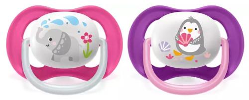 Пустушка Philips Ultra Air Animal SCF080/08 ортодонтична, для дівчаток, 6-18 міс, 2 шт.