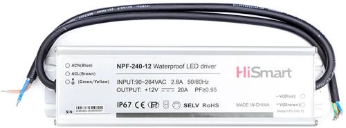 Блок живлення для освітлення HiSmart NPF-240-12 12 V 20 A 240 W PFC IP67