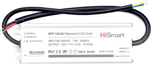 Блок живлення для освітлення HiSmart NPF-150-24 24 V 6.3 A 150 W PFC IP67