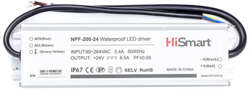 Блок живлення для освітлення HiSmart NPF-200-24 24 V 8.5 A 200 W PFC IP67