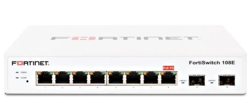 Світч Fortinet L2 Switch - 8 x GE RJ45 ports, 2 x GE SFP, Fanless, 12V/3A power adapter of input voltage 100 - 240VAC and PSE dual powered L2+ man