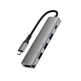 USB-хаб Acefast J16 USB-c 5-in-1 hub docking station Metal Gray (6974316285915)