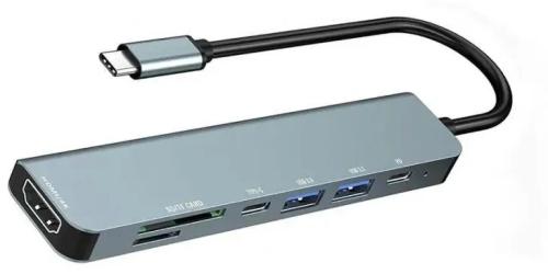 USB-хаб Infinity USB-хаб 7в1 з розємом Type-C Gray