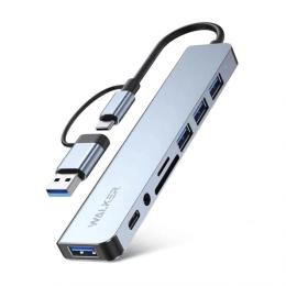 USB-хаб WALKER WHUB-53 з розємом USB/Type-C Gray (2710000301103)