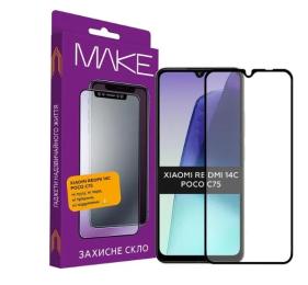 Захисне скло Make Glass Xiaomi Redmi 14C/Poco C75/Redmi A4/Redmi A5 Black