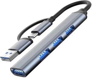 USB-хаб Dynamode USB Type-C/Type-A to 1х USB3.0, 6x USB 2.0 Metal Gray (DM-UH-701AC)
