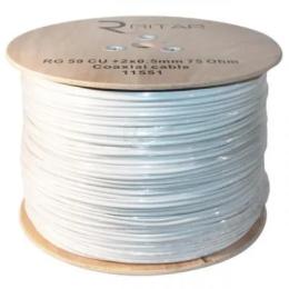 Вита пара Ritar RG-6, 1,02 мм CU, 64x0.12m CCA екран, + 2*0.5 power, білий (RT-W305-RG690+