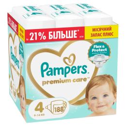 Підгузки Pampers Premium Care Розмір 4 (9-14 кг) 188 шт (8006530223829)