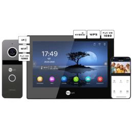Відеодомофон Neolight ALPHA Hybrid Black + SOLO IPW Graphite з кутком, PoE адаптер для панелі виклику