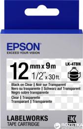 Етикет-стрічка Epson LabelWorks LK4TBN Black Clear 12 мм/9 мм
