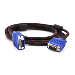 Відео-кабель Merlion 6939 VGA(тато)VGA(тато), 10m Black Red 3+4, OD-8.2 mm, 2 ферити, обплетення, к