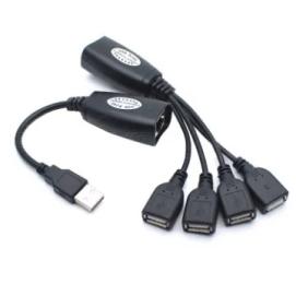 Кабельний подовжувач Infinity RJ-45 AM to + RJ-45 to 4xAF USB 2.0 сигналу F/UTP до 50 метрів, Blister Q100 (14901)