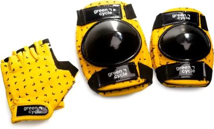 Захист для дітей Green Cycle FLASH наколінники, налокітники, рукавички, жовто-чорний